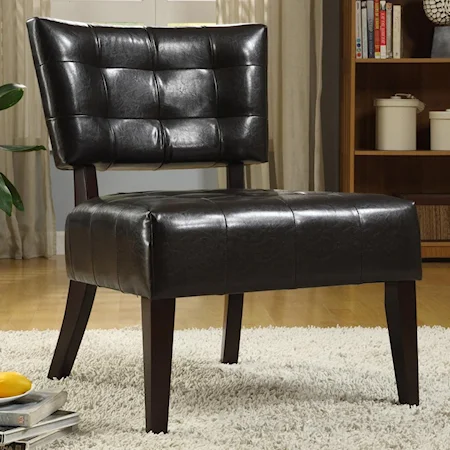 Contemporary Armless Accent Chair with Tufted Seat Back